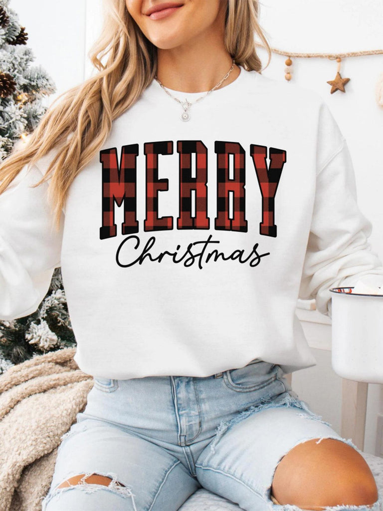 1980s Plaid Letter Christmas Sweatshirt - vintage fashion, retro style