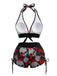 1980s Punk Halter Rock Skull Bikini Set - vintage swimsuit, pin-up swimwear for vintage lovers
