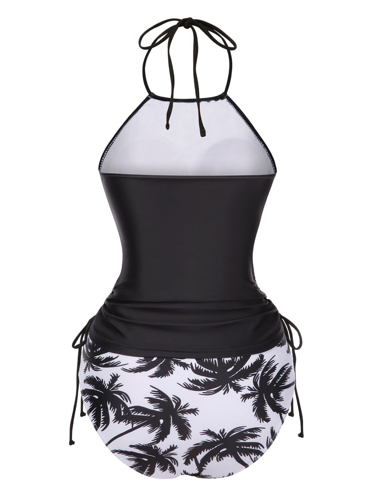 1980s Punk Halter Skeleton Beach Print Bikini Set - vintage fashion, retro style