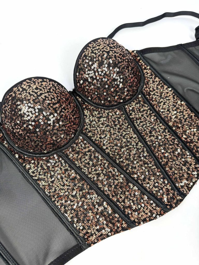 1980s Punk Sequin Boned Corset - vintage fashion, retro style