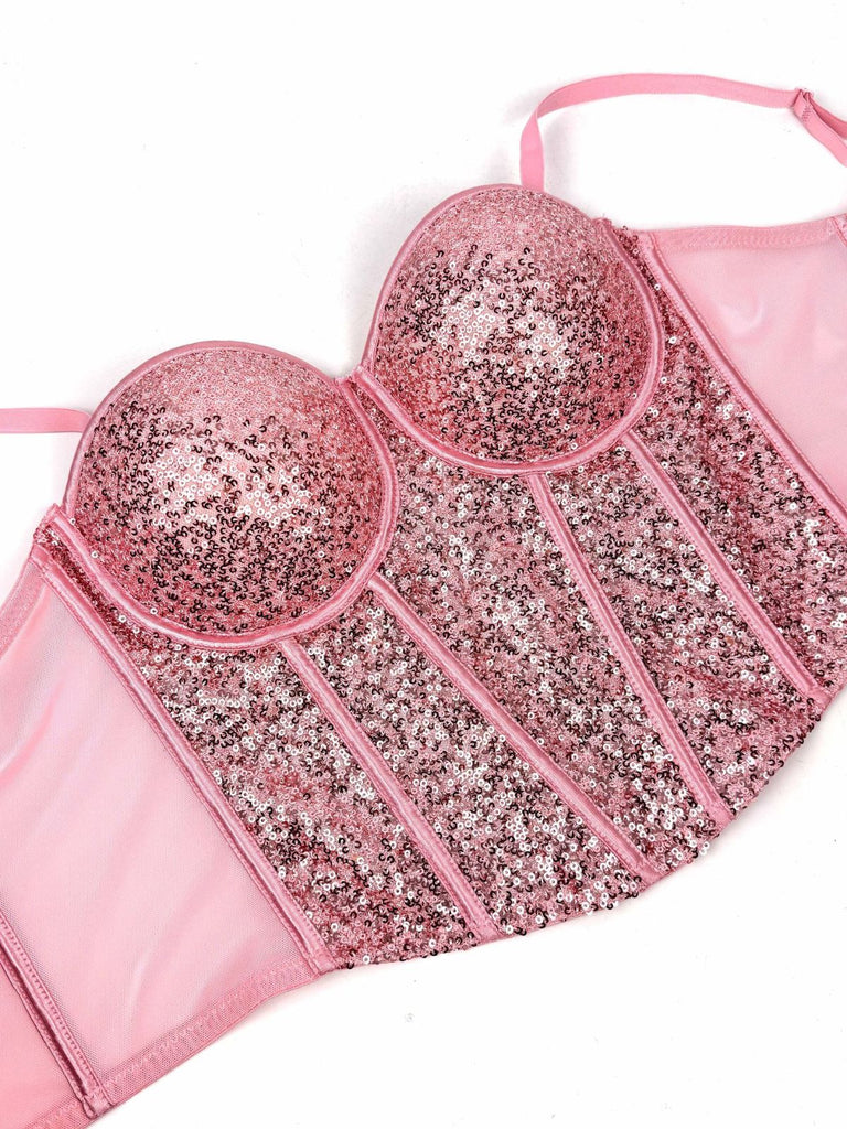1980s Punk Sequin Boned Corset - vintage fashion, retro style