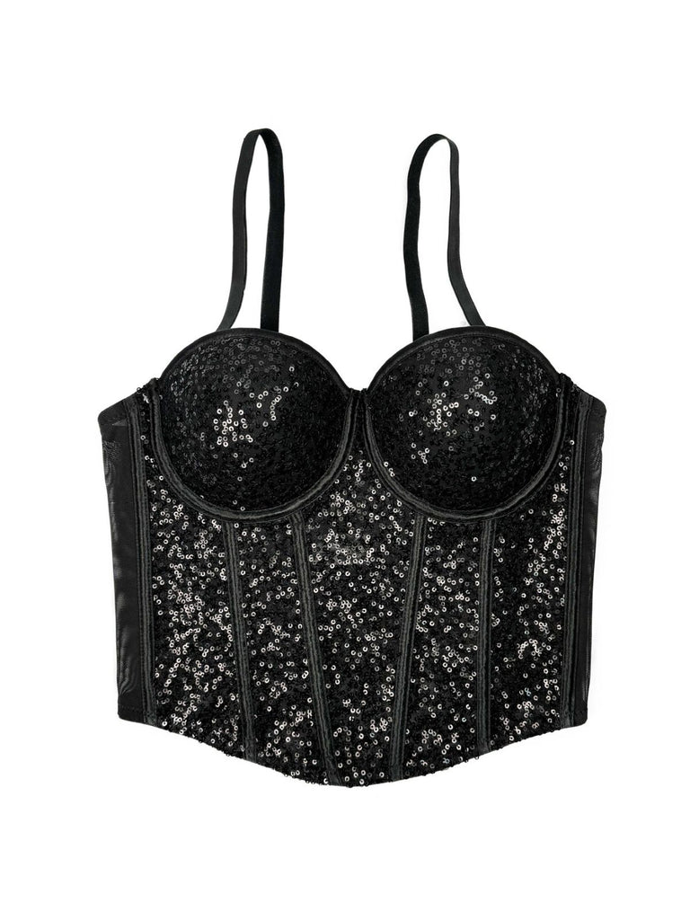 1980s Punk Sequin Boned Corset - vintage fashion, retro style