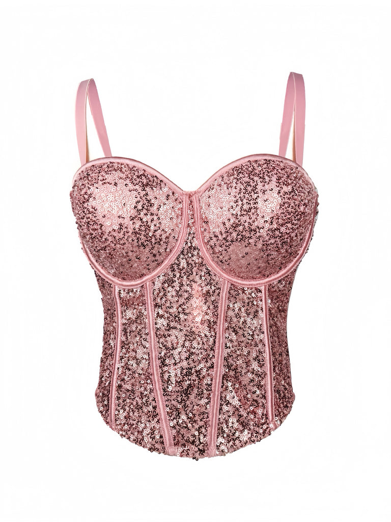 1980s Punk Sequin Boned Corset - vintage fashion, retro style