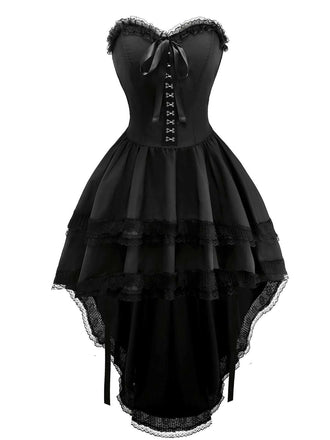 1980s Punk Strapless Lace Gothic Corset Dress - vintage dress, retro fashion