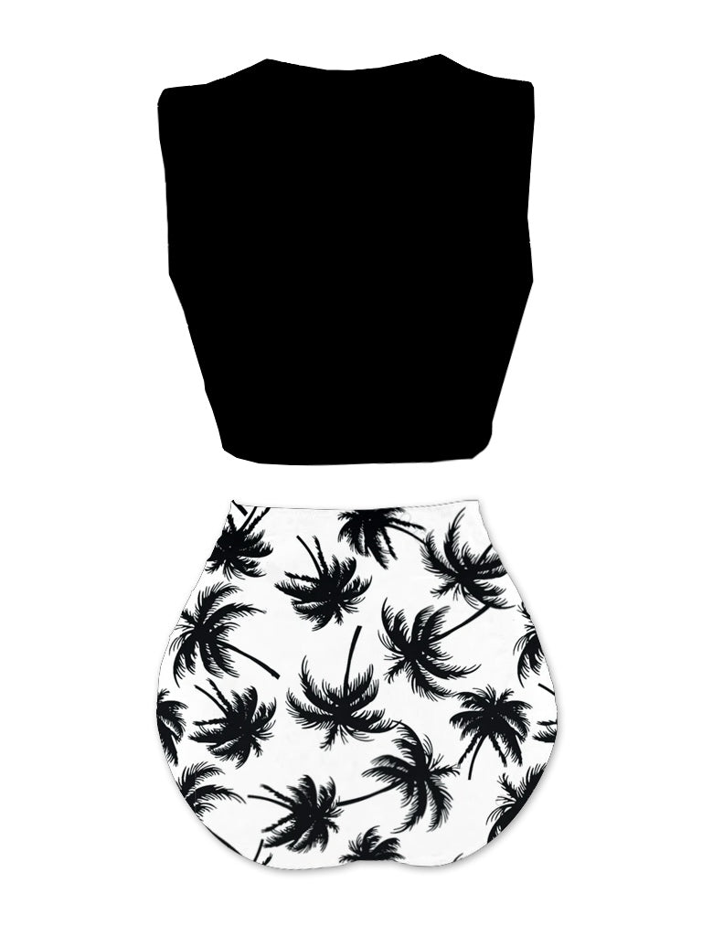 1980s Punk Waist Tie Tiki Graphic Bikini Set | vintage swimwear, retro swimsuit, pin-up style - perfect for retro fashion enthusiasts