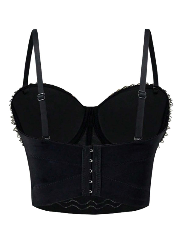 1980s Satin Punk Rock Metallic Rivet Corset - vintage fashion, retro style