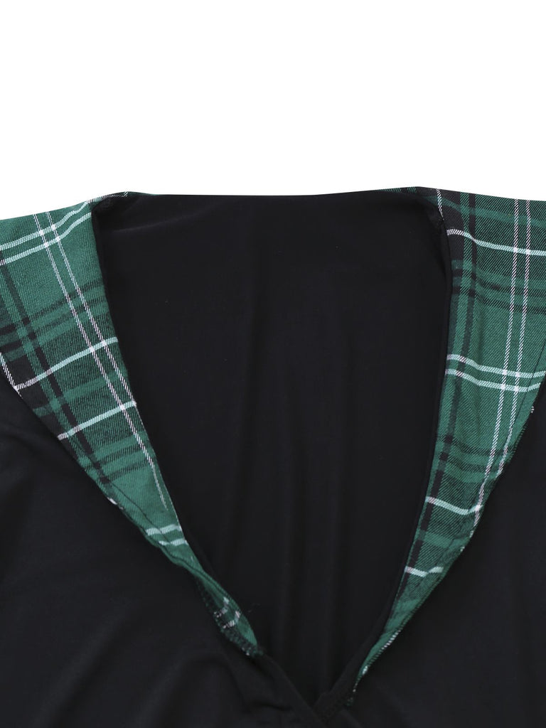 1980s Sexy Lace-Up Plaid Pajama Set - vintage fashion, retro style