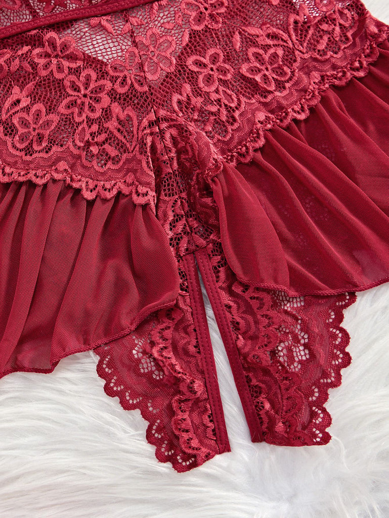 1980s Halter Lace Lingerie with Leopard Print Skirt - vintage skirt, retro style