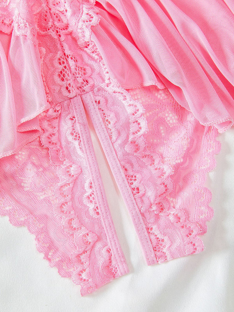 1980s Halter Lace Lingerie with Leopard Print Skirt - vintage skirt, retro style