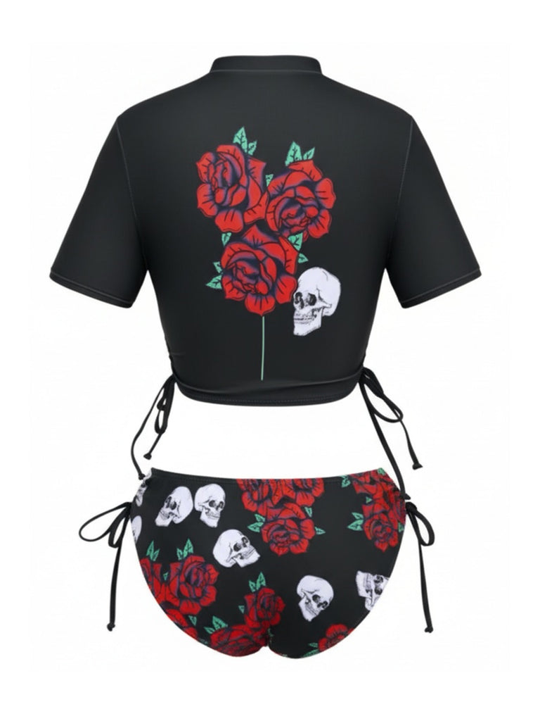 1980s Skull Graphic Bikini Set - vintage fashion, retro style