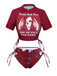 1980s Skull Graphic Bikini Set - vintage fashion, retro style