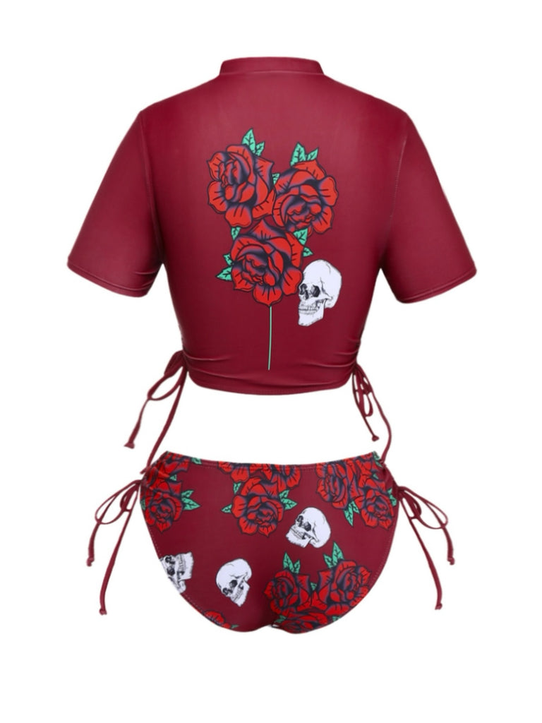1980s Skull Graphic Bikini Set - vintage fashion, retro style