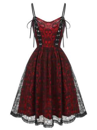 1980s Skull Pattern Gothic Style Dress: timeless style reimagined