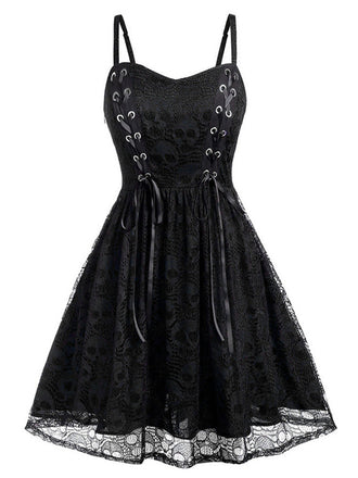 Wine Red 1980s Skull Pattern Gothic Style Dress, vintage dress, retro fashion - perfect for women who love vintage and retro fashion
