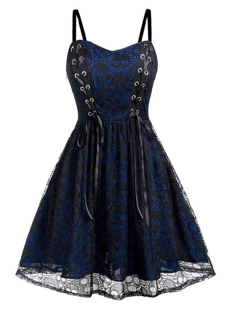 Wine Red 1980s Skull Pattern Gothic Style Dress, vintage dress, retro fashion - perfect for women who love vintage and retro fashion
