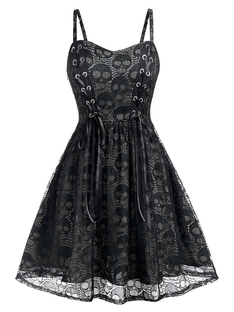 Wine Red 1980s Skull Pattern Gothic Style Dress, vintage dress, retro fashion - perfect for women who love vintage and retro fashion