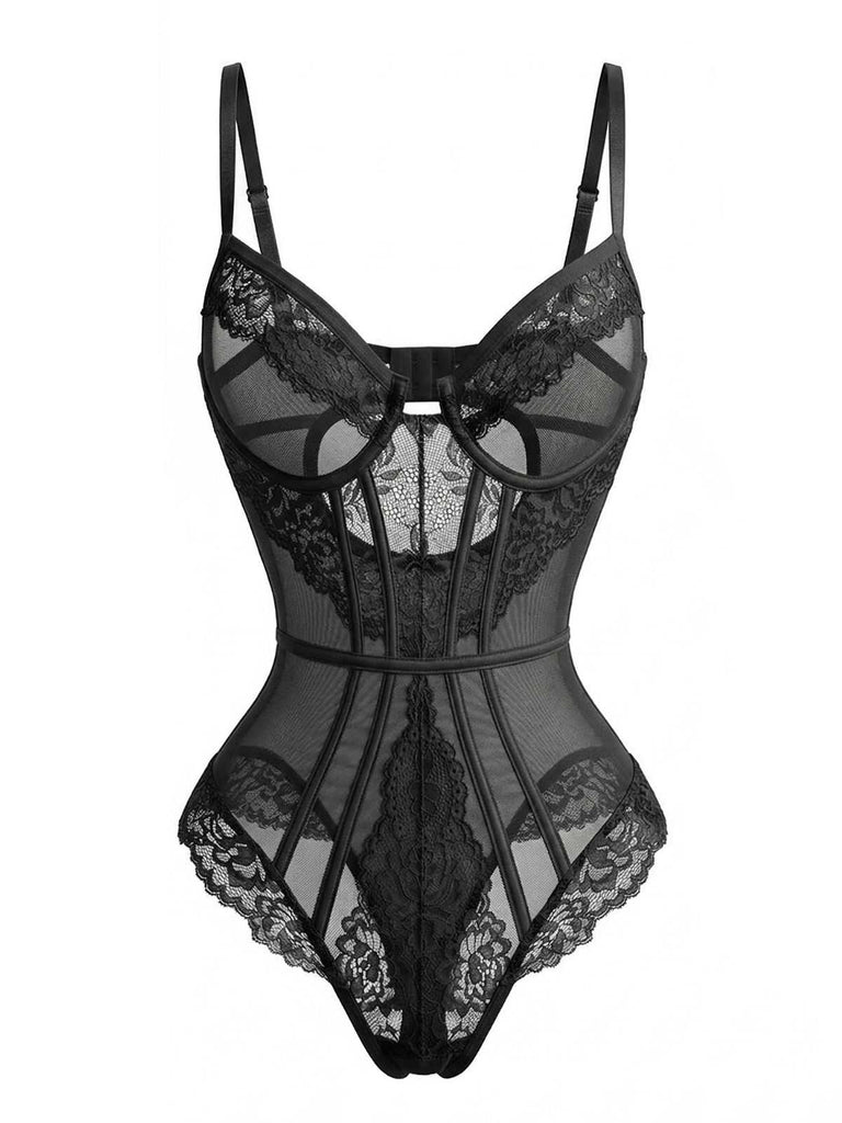 1980s Slip Floral Lace Bodysuit Lingerie: beautiful vintage lingerie, retro nightgown, elegant sleepwear with timeless appeal