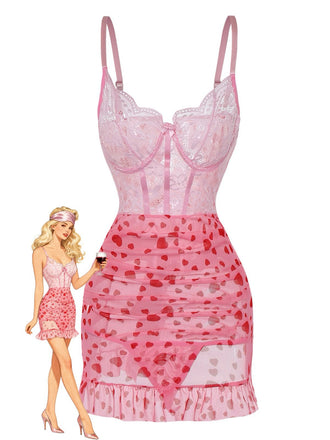 1980s Slip Lace Underwire Sheer Ruffle Nightgown - vintage nightgown, retro sleepwear