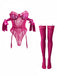1980s Solid Bow Tie Bodysuit Pajama With Stockings Set - vintage fashion, retro style