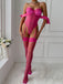 1980s Solid Bow Tie Bodysuit Pajama With Stockings Set - vintage fashion, retro style