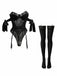 1980s Solid Bow Tie Bodysuit Pajama With Stockings Set - vintage fashion, retro style