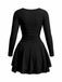 1980s Solid Fitted Square Neck Long Sleeve Dress - vintage dress, retro fashion