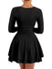 1980s Solid Fitted Square Neck Long Sleeve Dress - vintage dress, retro fashion
