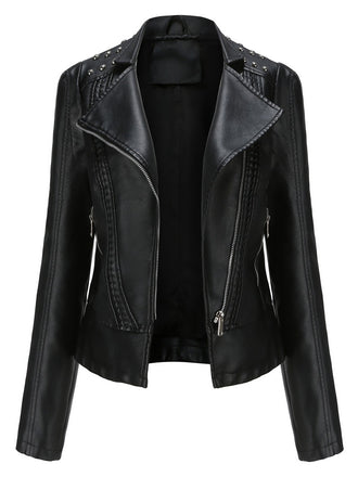 She throws on this 1980s Solid Lapel Leather Jacket and the city feels like 1980s Paris