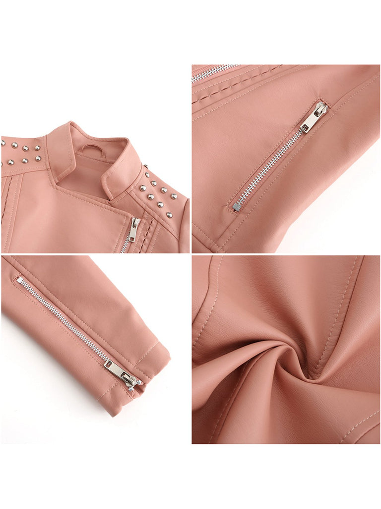 1980s Solid Lapel Leather Jacket — 1980s style that speaks before she does