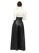 1980s Solid PU Leather Belted Wide-Leg Pants - vintage fashion, retro style