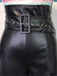1980s Solid PU Leather Belted Wide-Leg Pants - vintage fashion, retro style