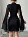 1980s Solid Pearl Chiffon Cape Bodycon Dress - vintage dress, retro fashion