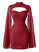 1980s Solid Pearl Chiffon Cape Bodycon Dress - vintage dress, retro fashion