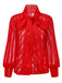 1980s Solid Sheer Mesh Striped Bow Tie Blouse - vintage fashion, retro style