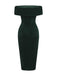 1980s Solid Velvet Off-Shoulder Midi Dress - vintage dress, retro fashion