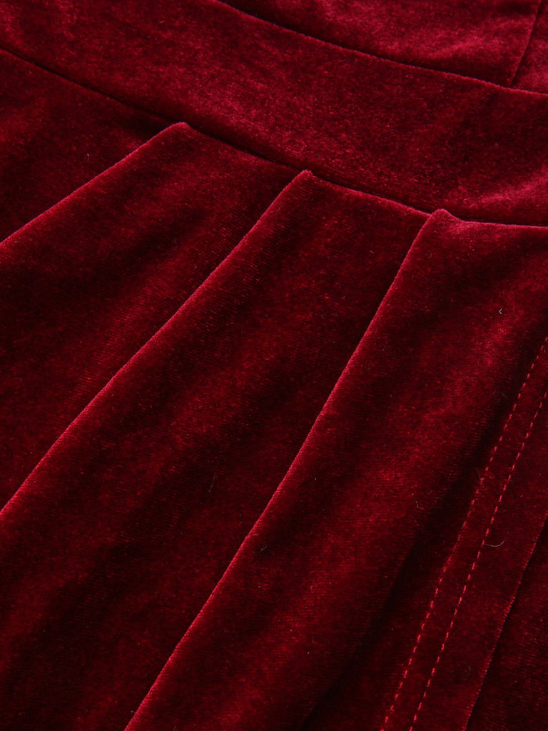 1980s Solid Velvet Off-Shoulder Midi Dress - vintage dress, retro fashion