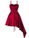 1980s Spaghetti Strap Asymmetrical Satin Dress - vintage dress, retro fashion
