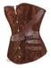 1980s Steampunk Leather Jacquard Floral Strapless Corset - vintage fashion, retro style