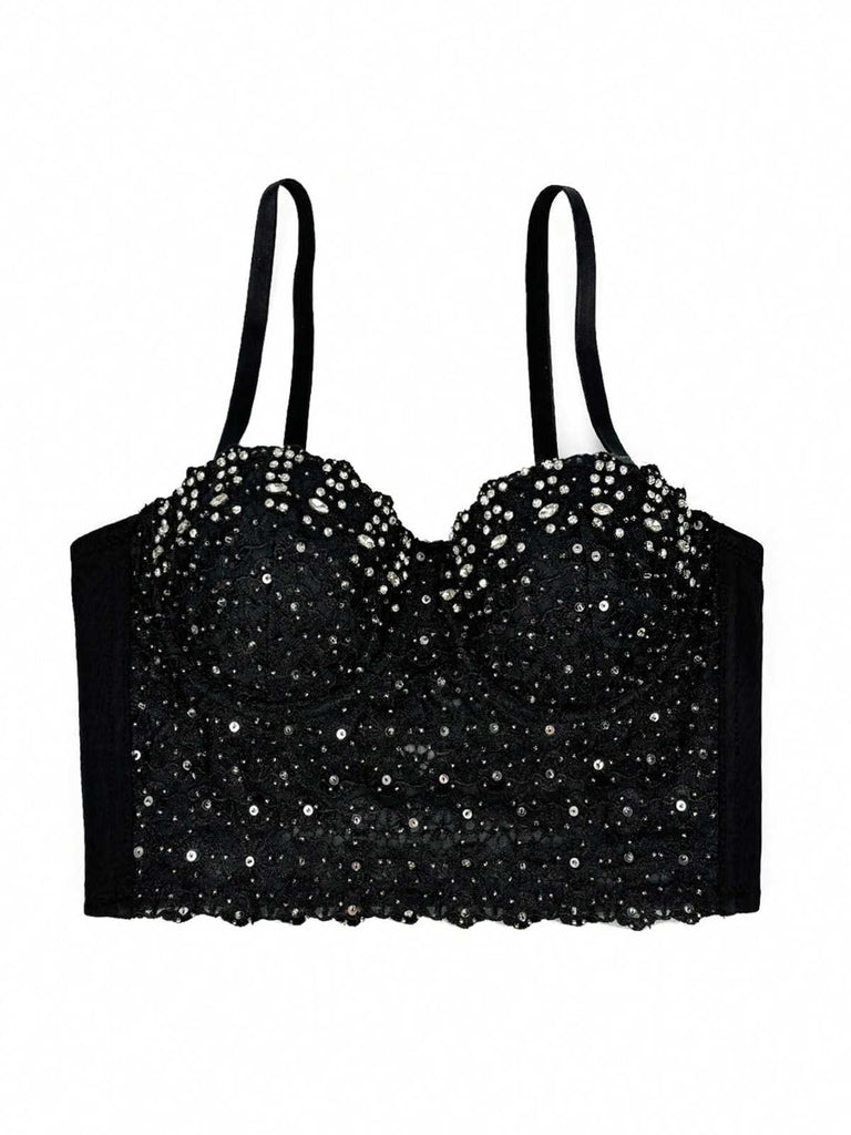 1980s Strap Sparkling Rhinestone Corset - vintage fashion, retro style