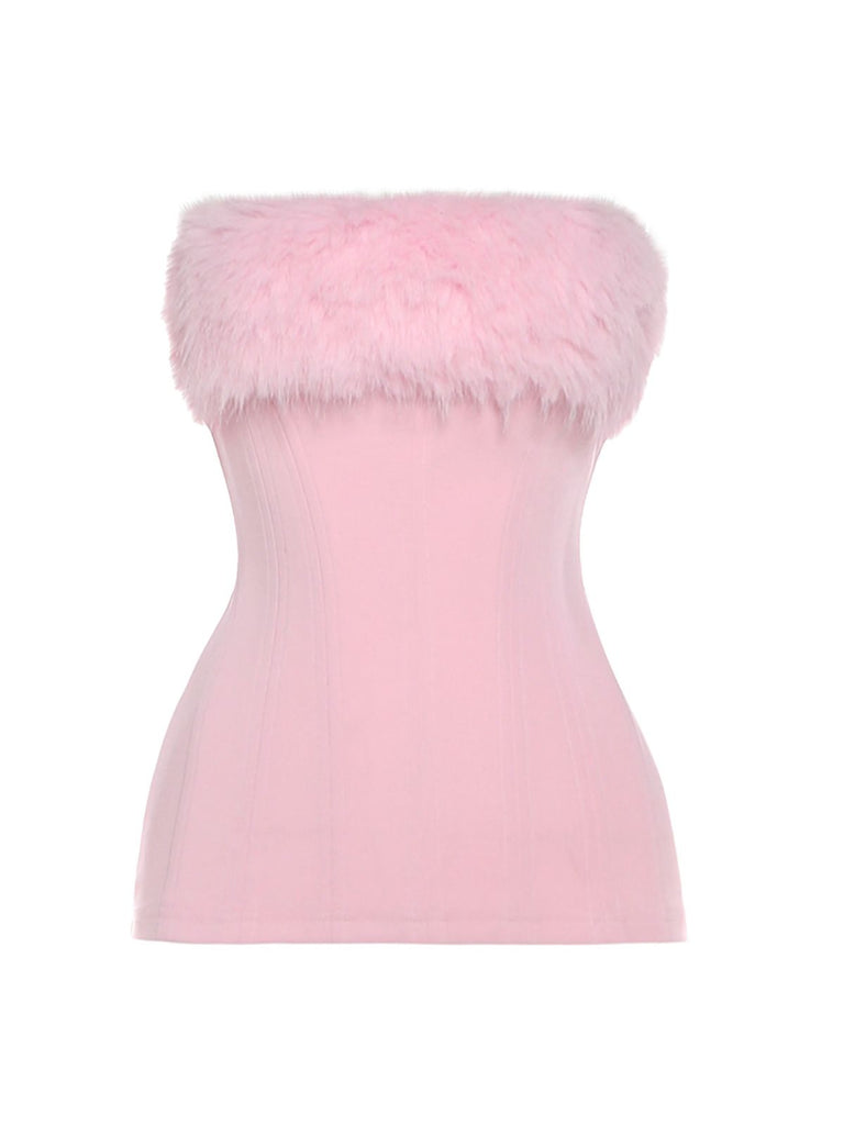 1980s Strapless Plush Fitted Solid Top - vintage fashion, retro style