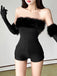 1980s Strapless Plush Fitted Top With Long Gloves - vintage fashion, retro style