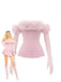 1980s Strapless Plush Fitted Top With Long Gloves - vintage fashion, retro style