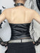 1980s Strapless Punk Leather Lace-Up Studded Top - vintage fashion, retro style