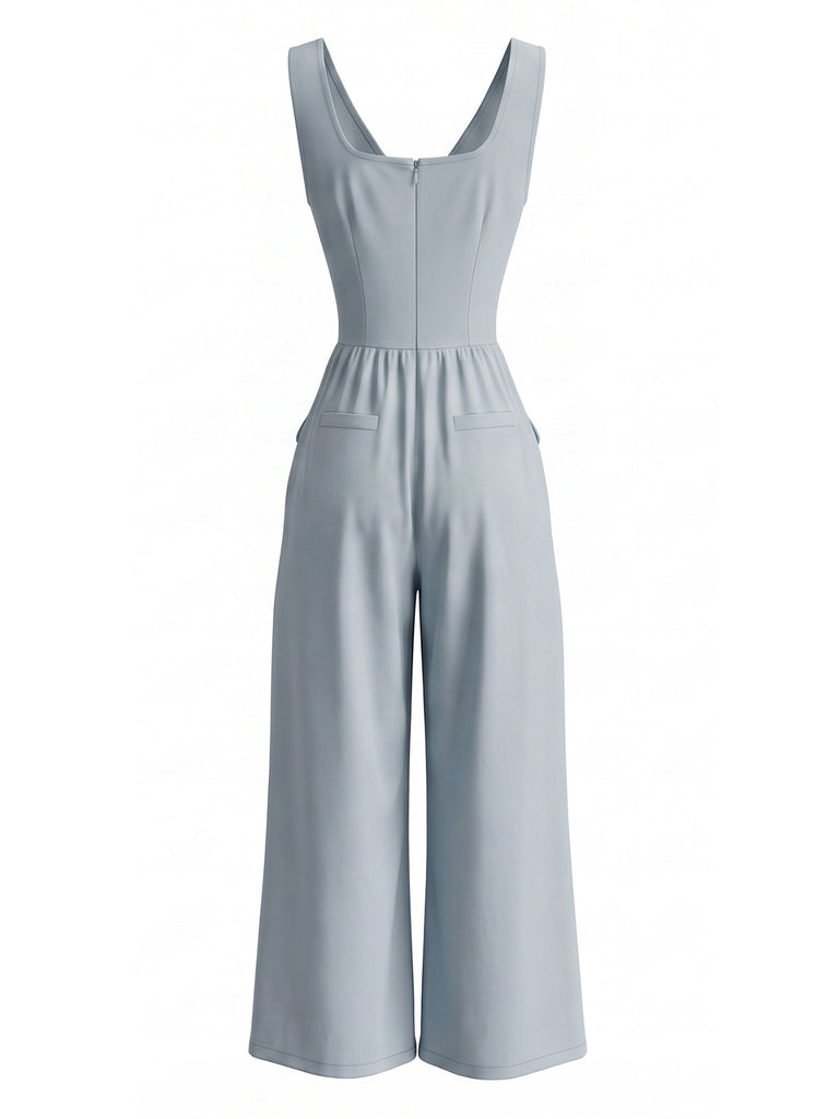 Black 1980s V Neck Jumpsuit 6