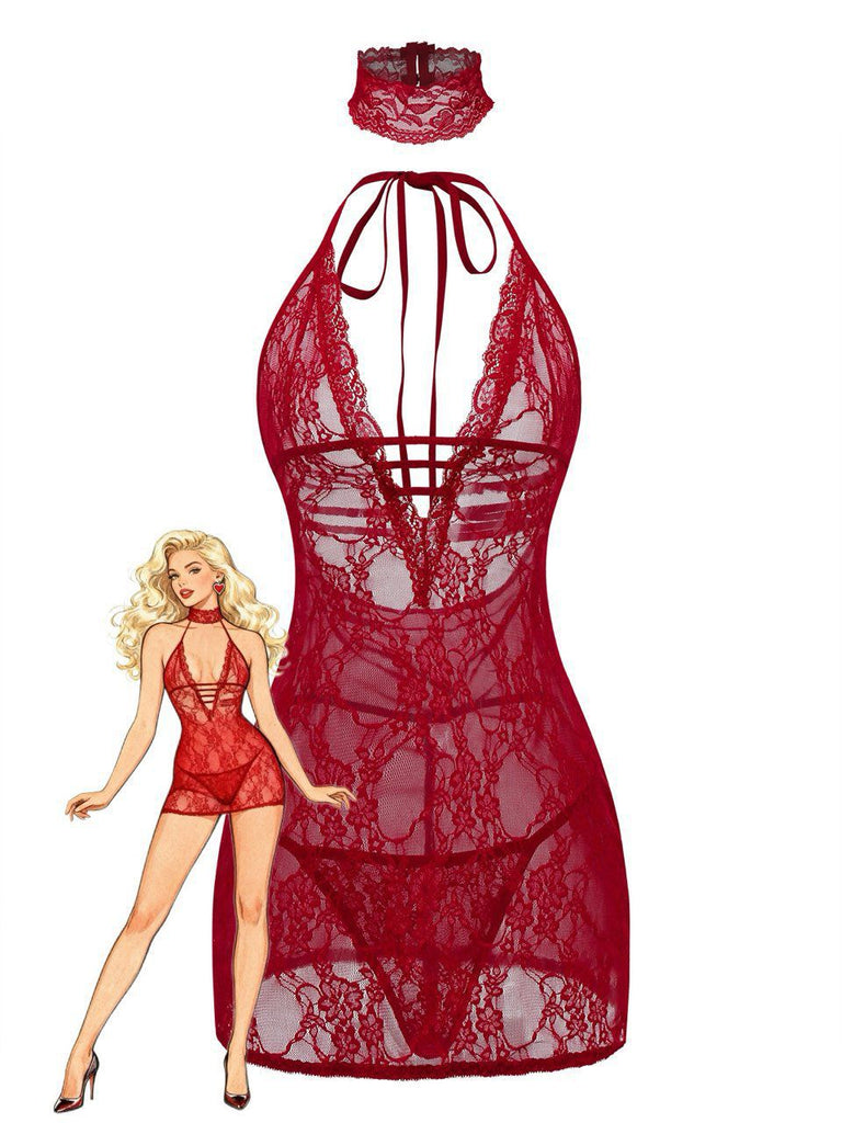 1980s V-Neck Backless Sexy Lace Cami Nightgown - vintage nightgown, retro sleepwear
