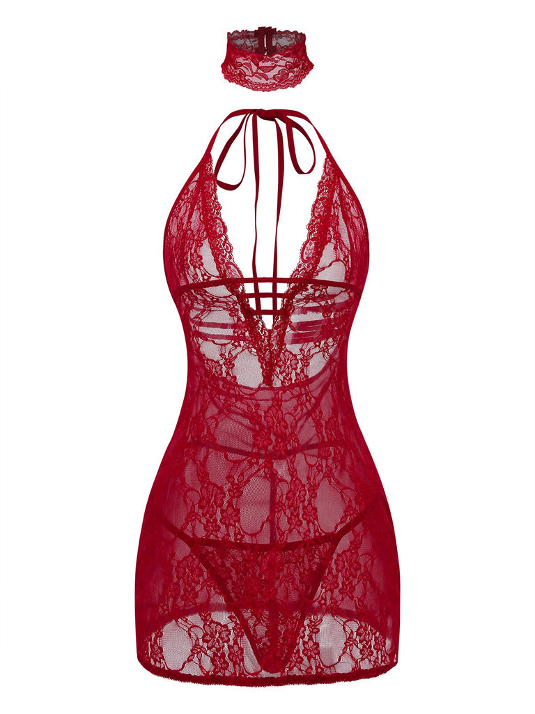 1980s V-Neck Backless Sexy Lace Cami Nightgown - vintage nightgown, retro sleepwear