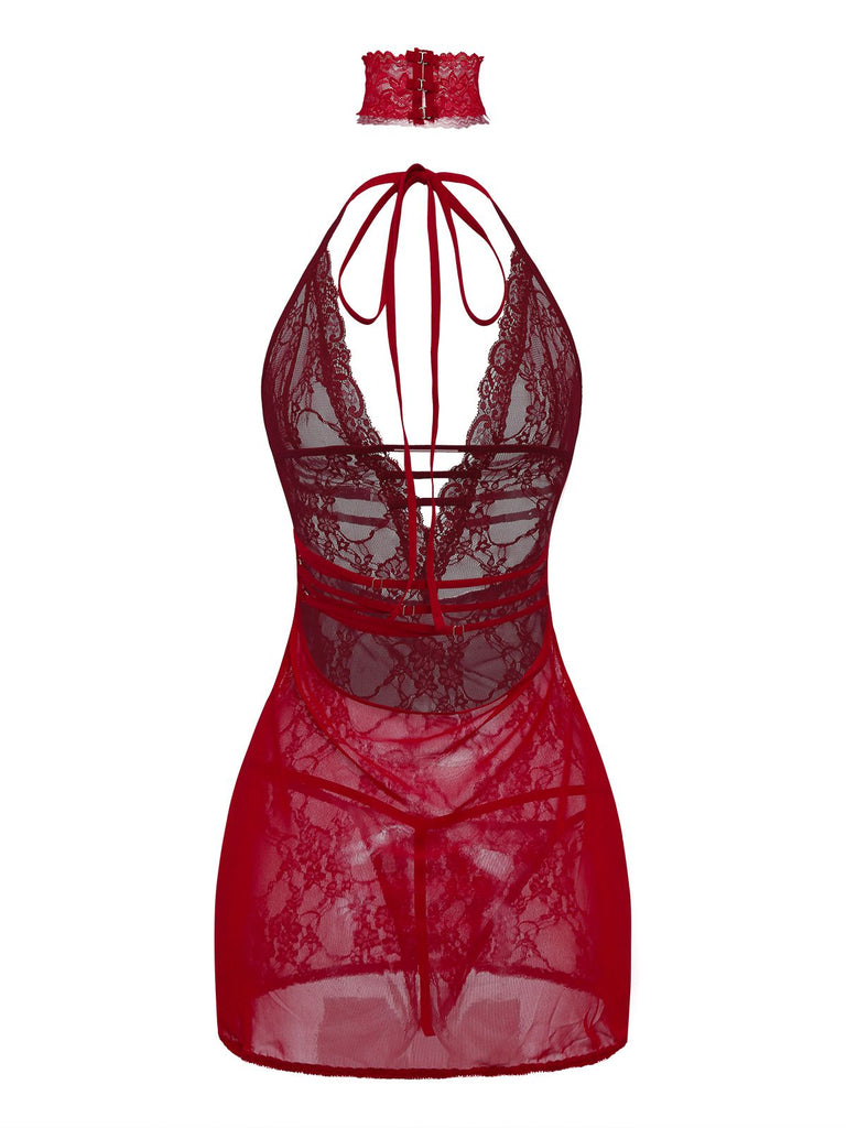 1980s V-Neck Backless Sexy Lace Cami Nightgown - vintage nightgown, retro sleepwear