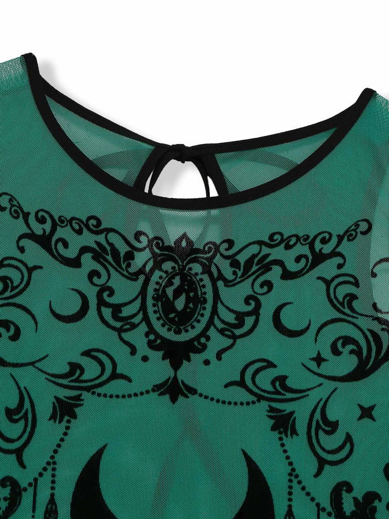 Ceramic Green 1980s Floral Nightgown 3