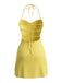 Yellow 2000s Spaghetti Strap Slim Bodycon Midi Dress - vintage dress, retro fashion