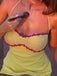 Yellow 2000s Spaghetti Strap Slim Bodycon Midi Dress - vintage dress, retro fashion